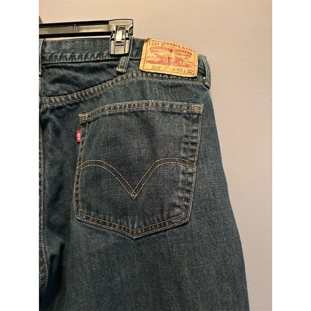 Levi's Men's 559 Relaxed Straight Jeans Blue Size 40BT 40x32 Dark Wash - Picture 8 of 11